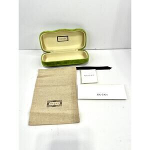Gucci Green Velvet Glasses Large Hard Case Cloth, & Dust Bag (No Glasses)